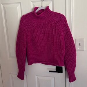 H&M Ribbed Mock Neck Sweater in Bright Magenta- only worn a few times